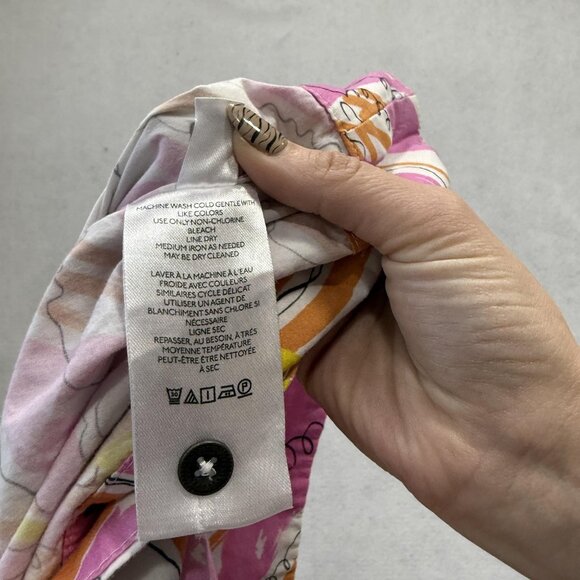Anthropologie Shirt Dress Womens Medium Pink Tropical Floral Button Front Cotton - Picture 8 of 10